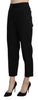 Black High Waist Straight Cropped Dress Pants