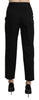 Black High Waist Straight Cropped Dress Pants