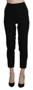 Black High Waist Skinny Cropped Dress Trouser Pant