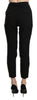 Black High Waist Skinny Cropped Dress Trouser Pant