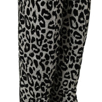Black Silver Leopard Knee High Boots Shoes