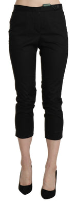 Black High Waist Skinny Cropped Dress Trouser Pants