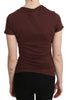 Brown Hearts Printed Round Neck T-shirt Top