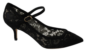 Black Taormina Lace Mary Janes Pumps