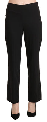 Black Mid Waist Straight Formal Dress Trouser Pants