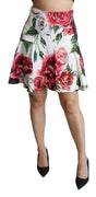 White Floral A-line High Waist Mini Skirt