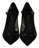 Black Taormina Lace Mary Janes Pumps