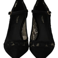 Black Taormina Lace Mary Janes Pumps