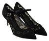 Black Taormina Lace Mary Janes Pumps