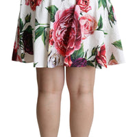 White Floral A-line High Waist Mini Skirt