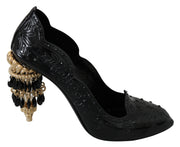 Black Crystal Floral CINDERELLA Heels Shoes