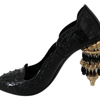 Black Crystal Floral CINDERELLA Heels Shoes