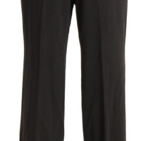 Gray High Waist Straight Dress Trouser Pants