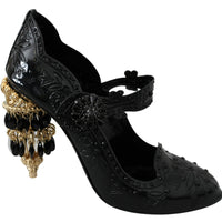 Black Crystal Floral CINDERELLA Heels Shoes