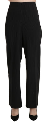 Black High Waist Straight Dress Trouser Pants