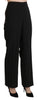 Black High Waist Straight Dress Trouser Pants