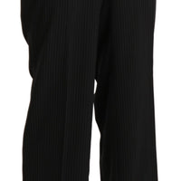 Black High Waist Straight Dress Trouser Pants