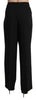 Black High Waist Straight Dress Trouser Pants