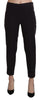 Black Mid Waist Tapered Cropped Dress Trouser Pants