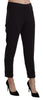 Black Mid Waist Tapered Cropped Dress Trouser Pants