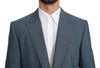 Blue Single Breasted Formal Wool Blazer