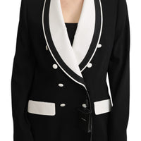 Black Double Breasted Blazer Wool Jacket