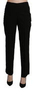 Black High Waist Straight Dress Trouser Pant