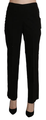 Black High Waist Straight Dress Trouser Pant