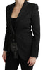 Black Brocade Single Breasted Blazer Jacket