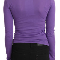 Purple Exte Crystal Embellished Long Sleeve Top Blouse