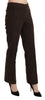 Brown Suede High Waist Straight Dress Trouser Pants