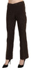 Brown Suede High Waist Straight Dress Trouser Pants