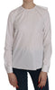 White Crew Neck Long Sleeve Cotton Blouse