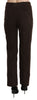 Brown Suede High Waist Straight Dress Trouser Pants