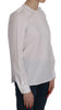 White Crew Neck Long Sleeve Cotton Blouse