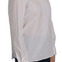 White Crew Neck Long Sleeve Cotton Blouse