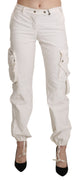 White Mid Waist Cargo Trouser Cotton Pants