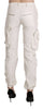 White Mid Waist Cargo Trouser Cotton Pants