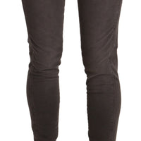 Brown Low Waist Skinny Slim Trouser Cotton Jeans