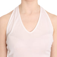 White Halter Cotton Sleeveless Casual Tank Top Blouse