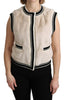 Beige Fur Sleeveless Vest Polyester Top