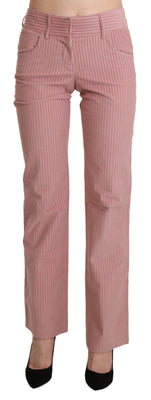 Pink Mid Waist Straight Trouser Cotton Pants