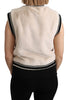 Beige Fur Sleeveless Vest Polyester Top