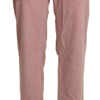 Pink High Waist Straight Cotton Trouser Pants