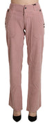 Pink High Waist Straight Cotton Trouser Pants