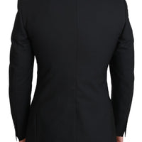 Black Single Breasted Formal Wool Blazer
