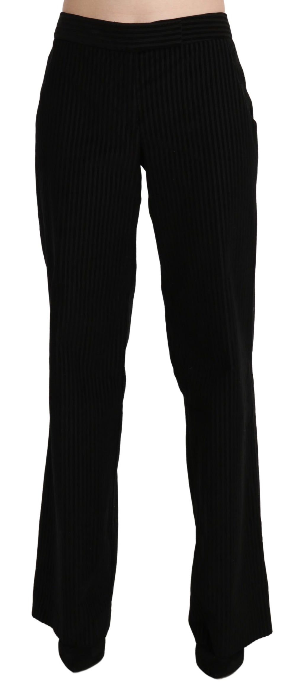 Cotton Black High Waist Flared Pants