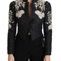 Black Jacquard Crystal Floral Jacket