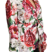 White Floral Sleepwear Blouse Top Robe