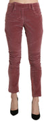 Red Mid Waist Skinny Cotton Pants